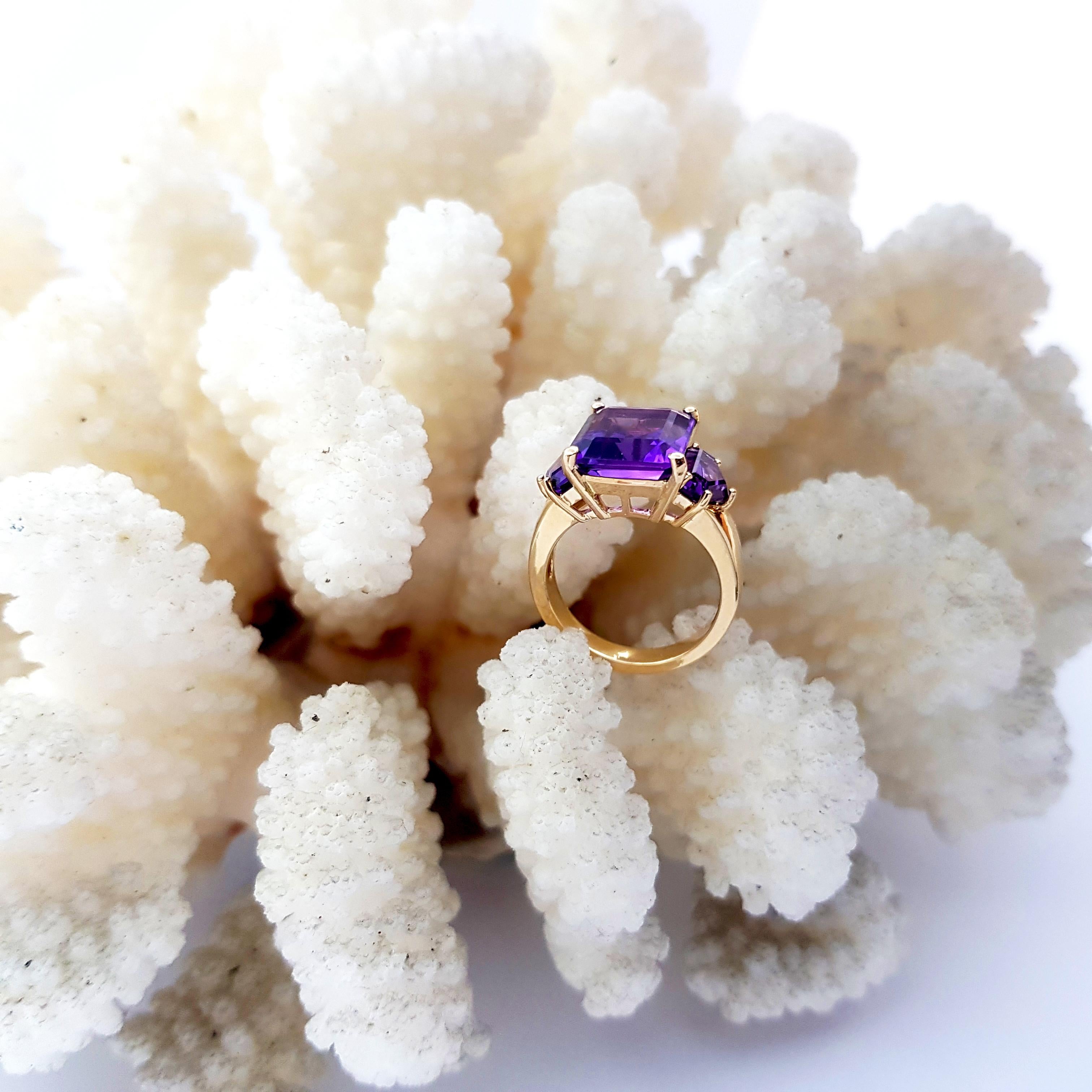 Amethyst with Amethyst Ring set in 14K Rose Gold Settings For Sale 4