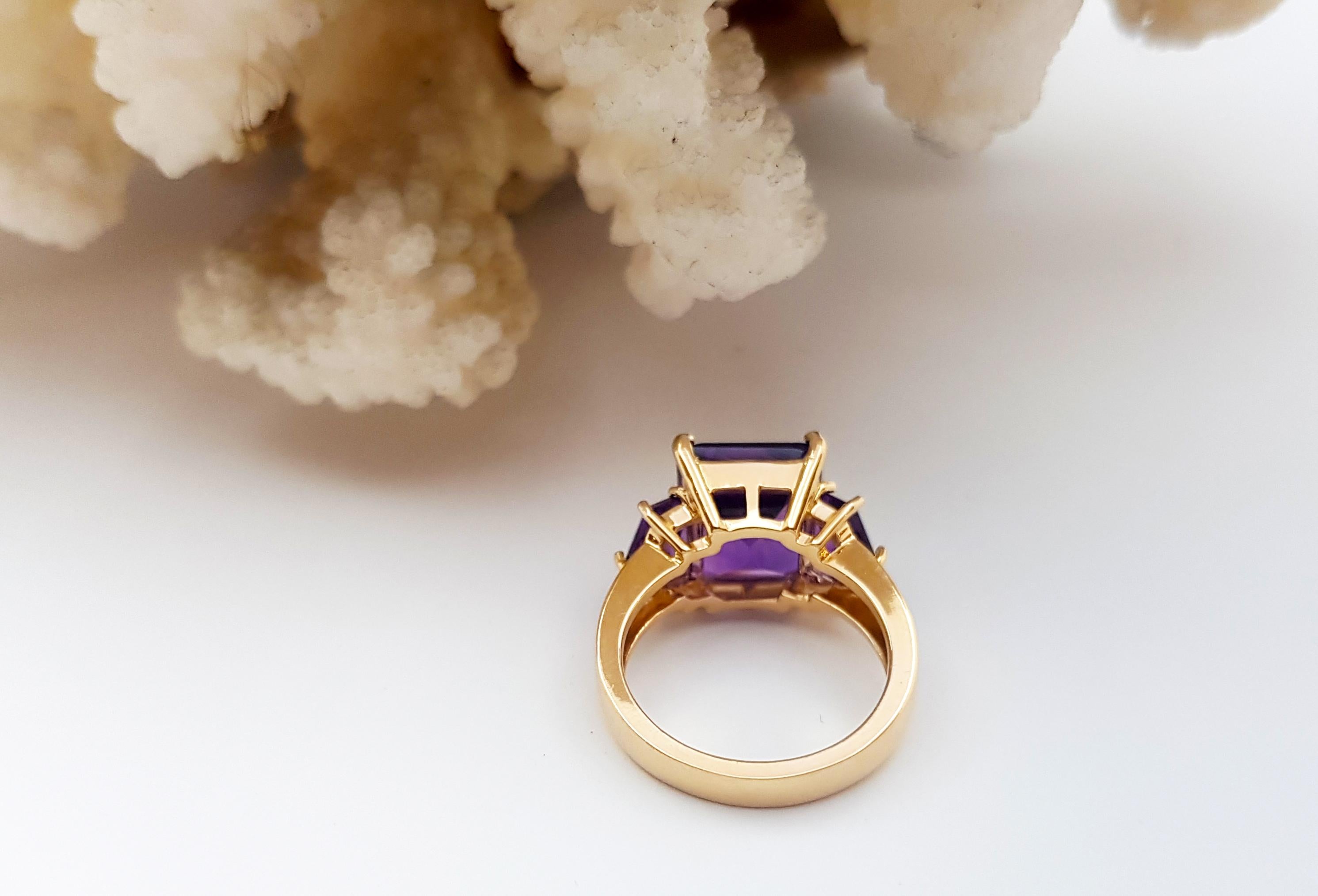 Amethyst with Amethyst Ring set in 14K Rose Gold Settings For Sale 5