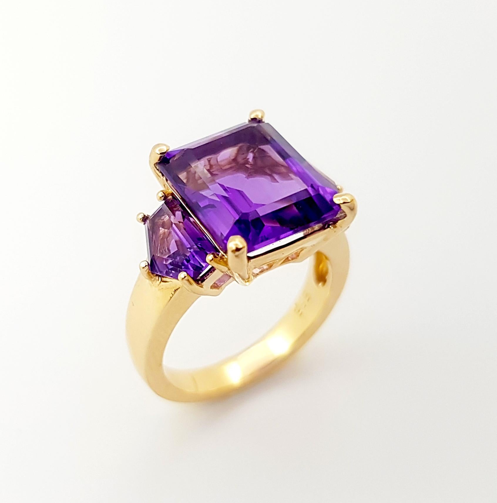 Amethyst with Amethyst Ring set in 14K Rose Gold Settings For Sale 9