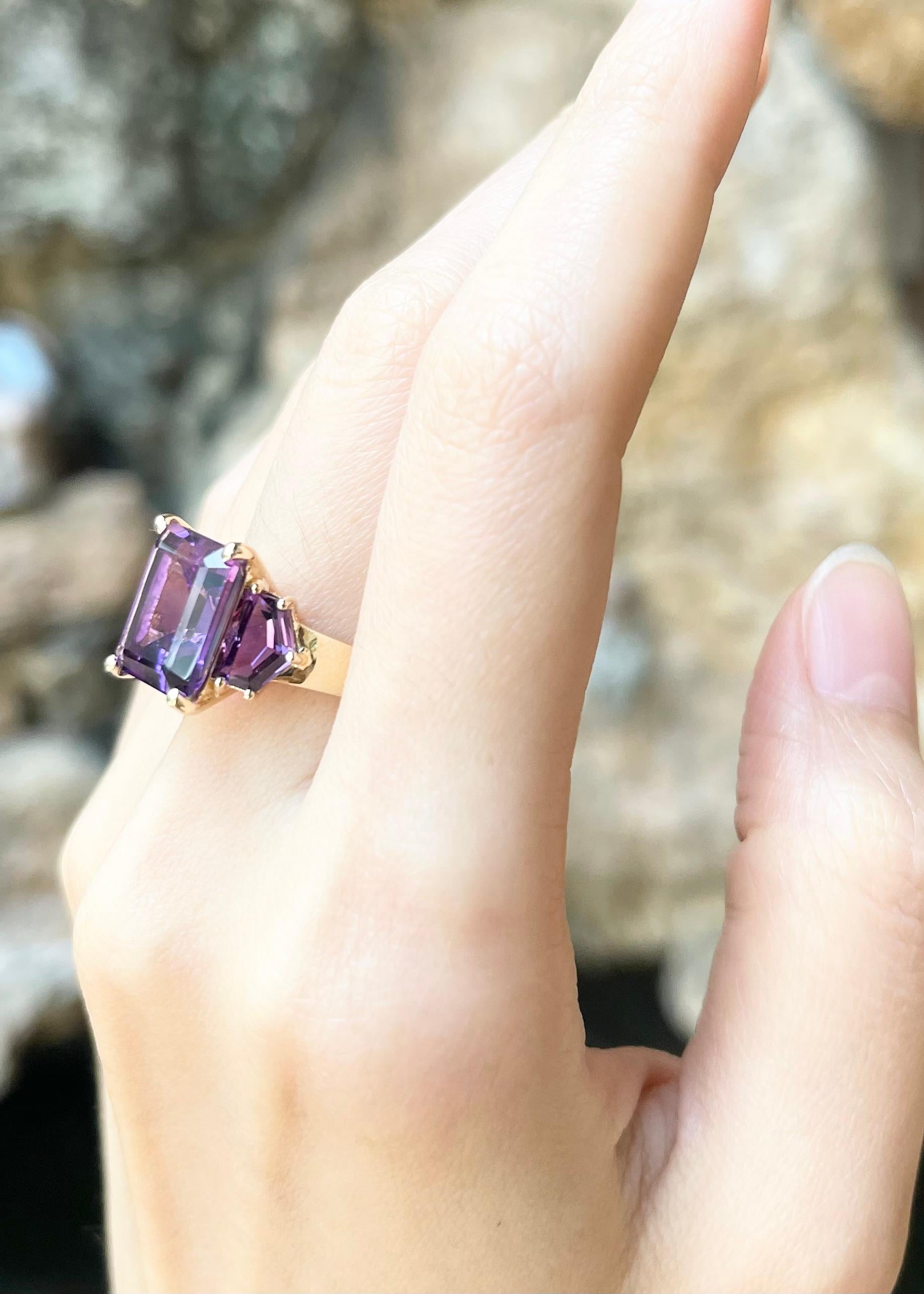 Amethyst with Amethyst Ring set in 14K Rose Gold Settings In New Condition For Sale In Bangkok, TH