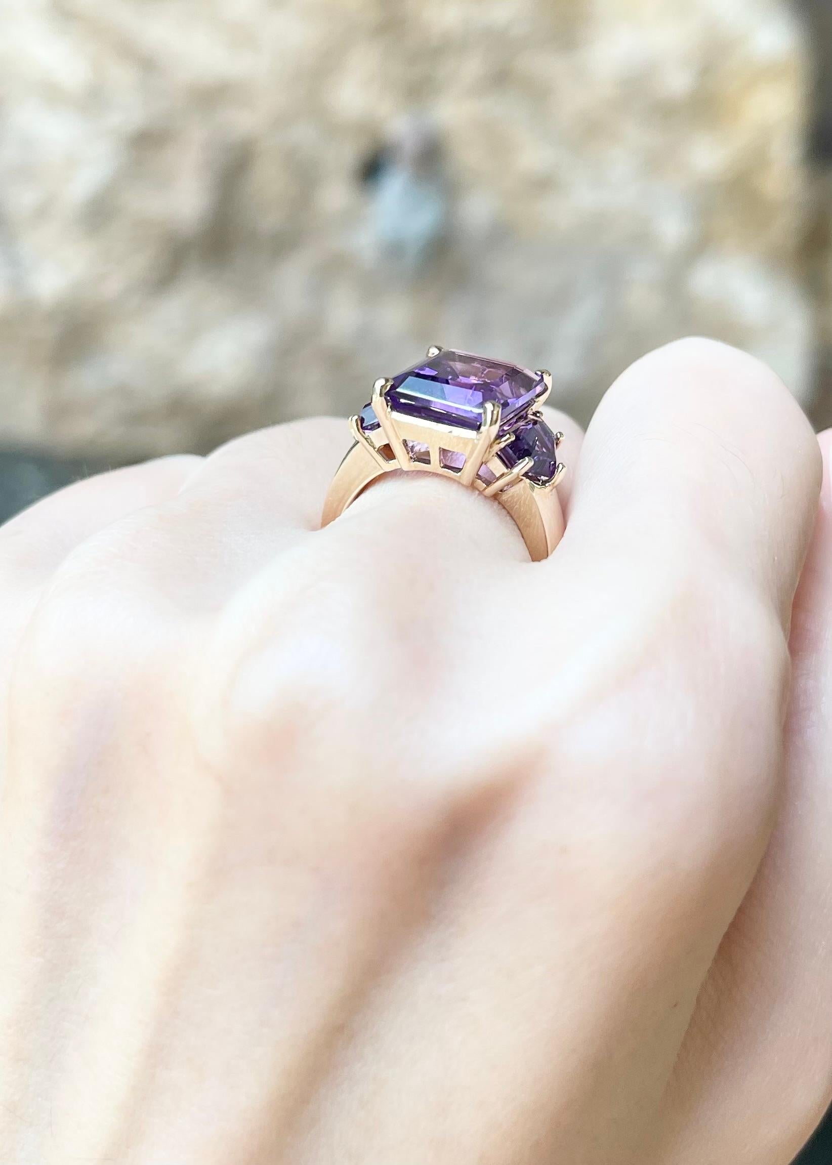 Amethyst with Amethyst Ring set in 14K Rose Gold Settings For Sale 1