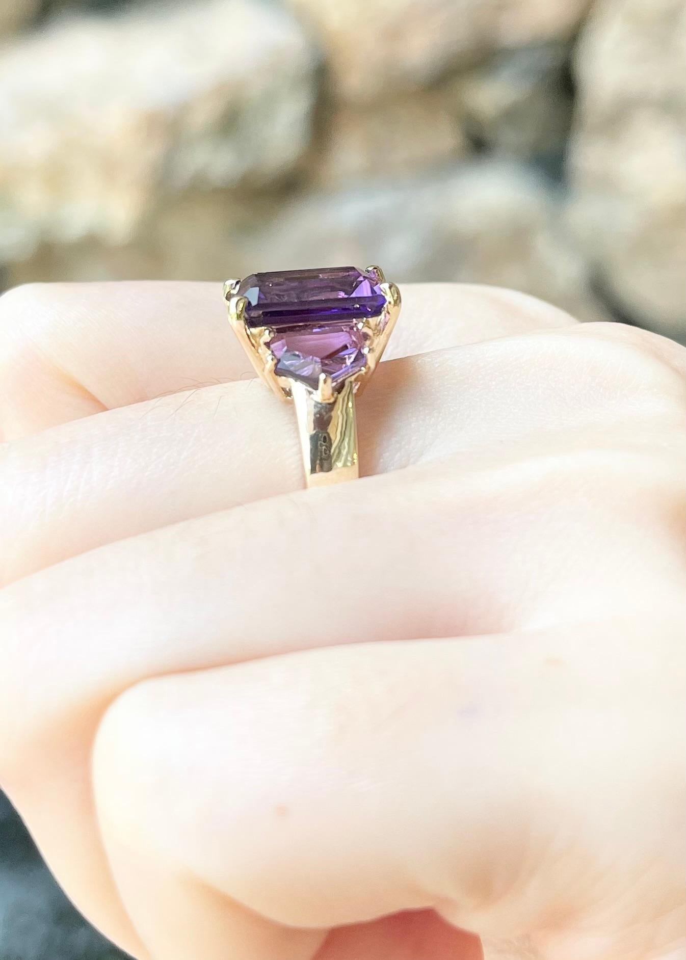 Amethyst with Amethyst Ring set in 14K Rose Gold Settings For Sale 2