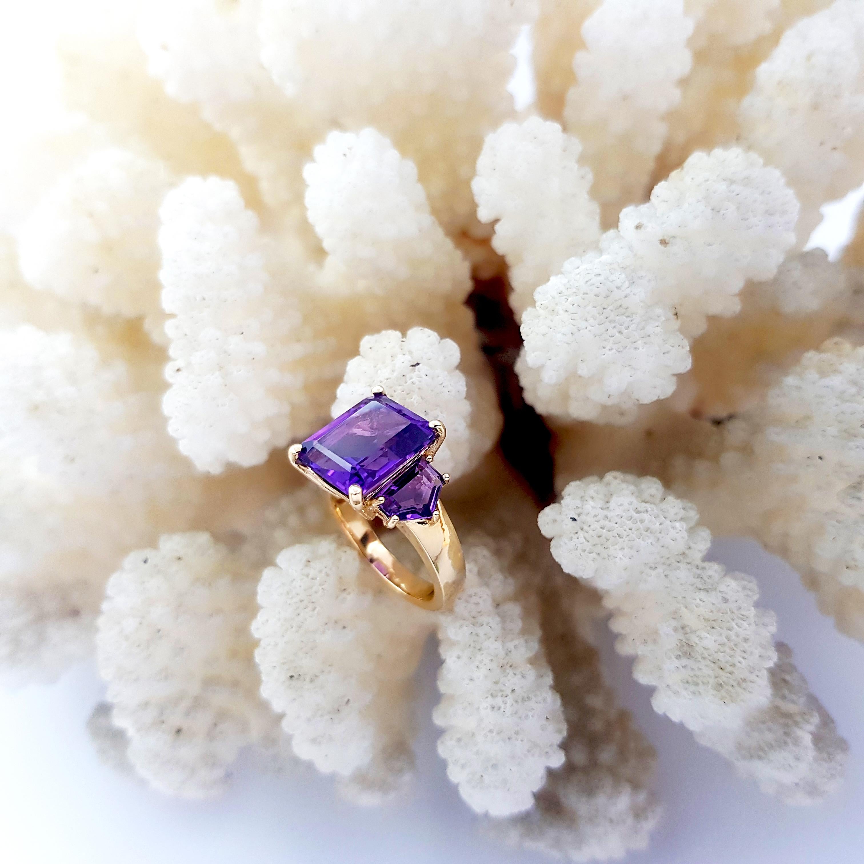 Amethyst with Amethyst Ring set in 14K Rose Gold Settings For Sale 3