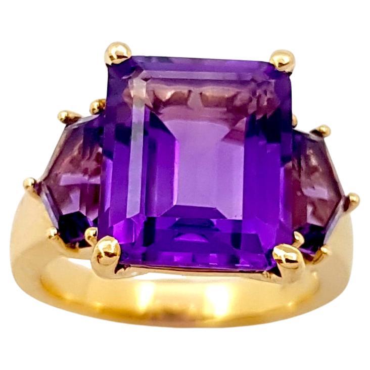 Amethyst with Amethyst Ring set in 14K Rose Gold Settings For Sale