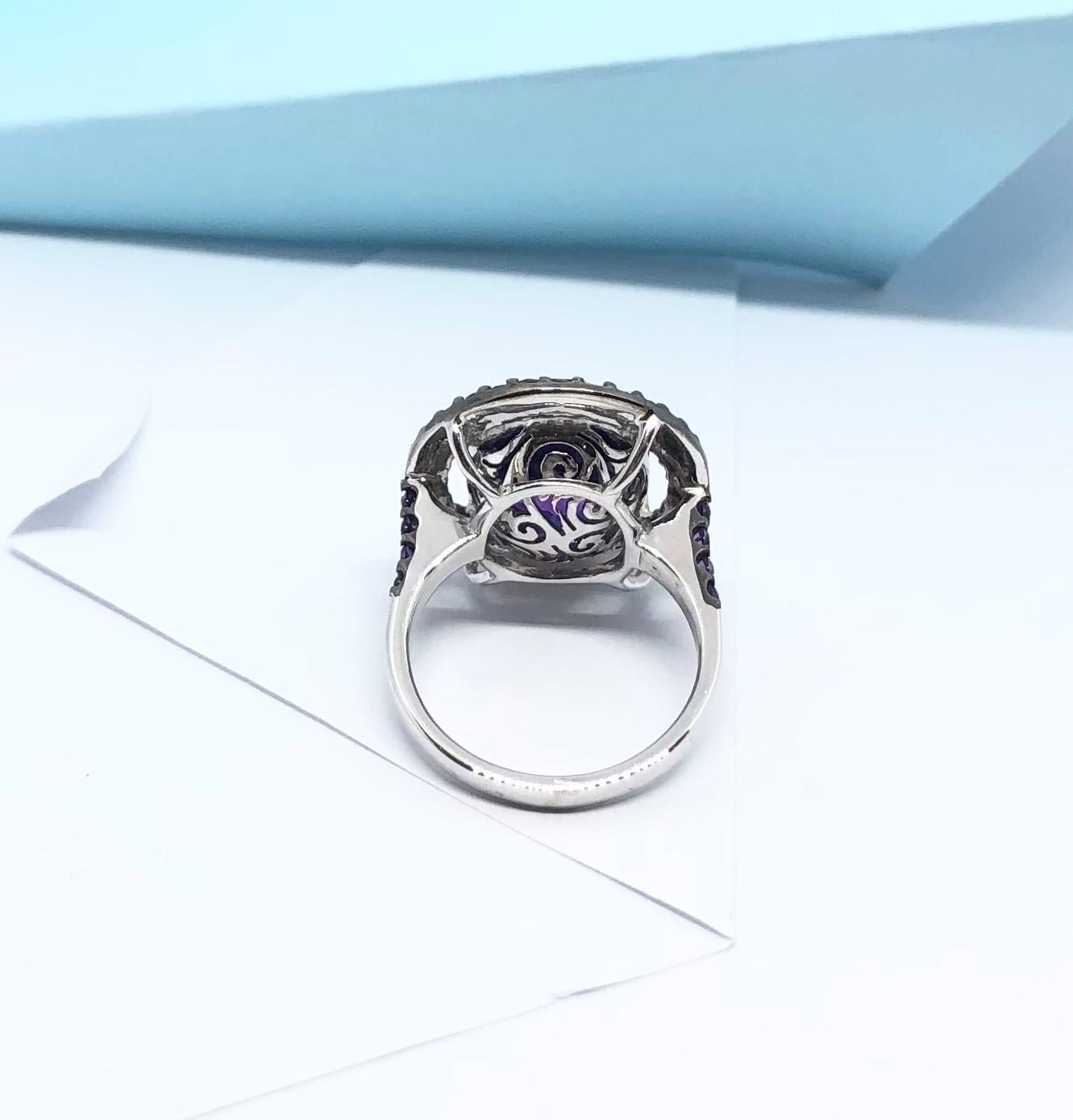 Amethyst with Amethyst Ring Set in 18 Karat White Gold Settings For Sale 10