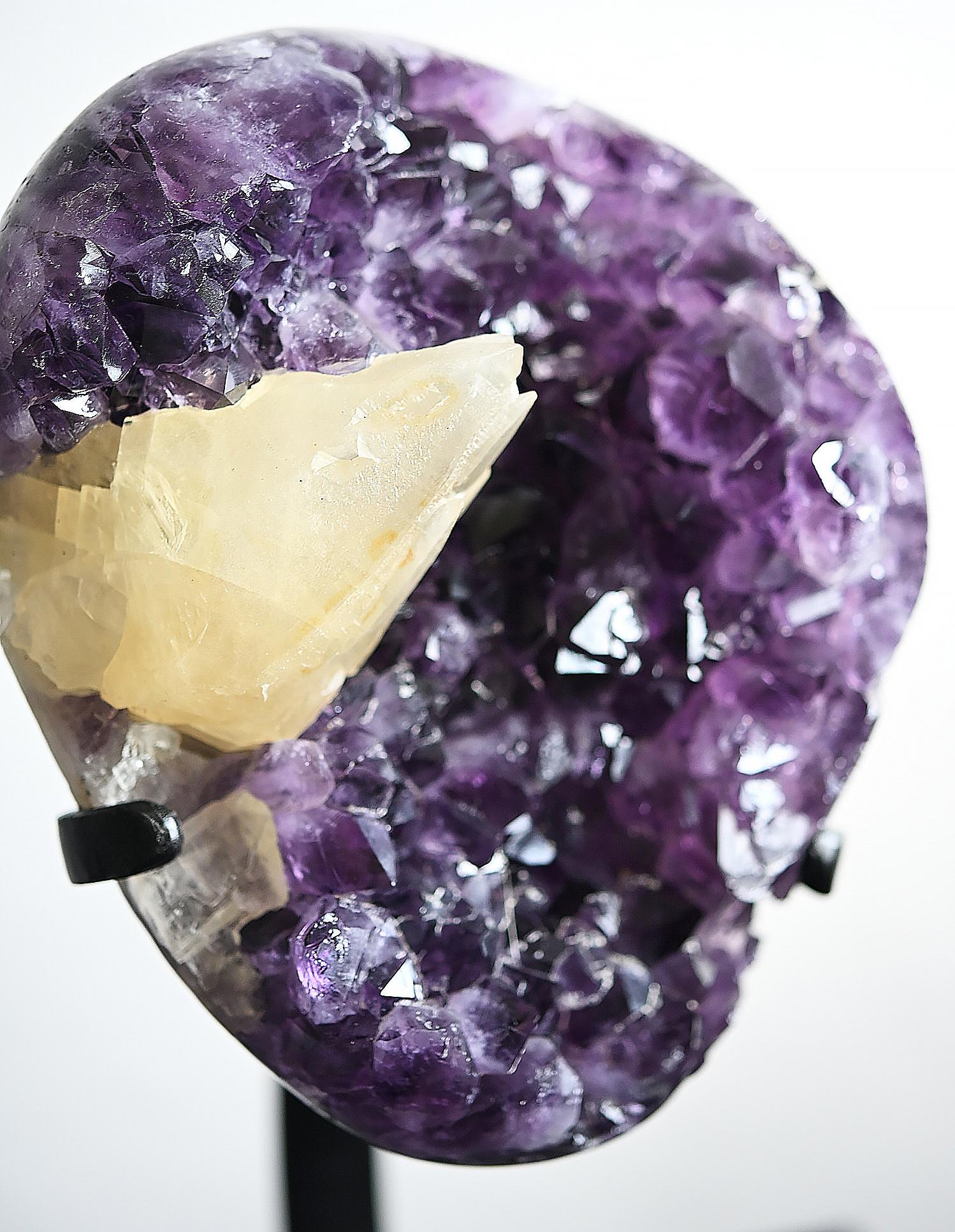 Amethyst with Calcite Geode Natural Specimen, 8.8 LBS on Stand 1