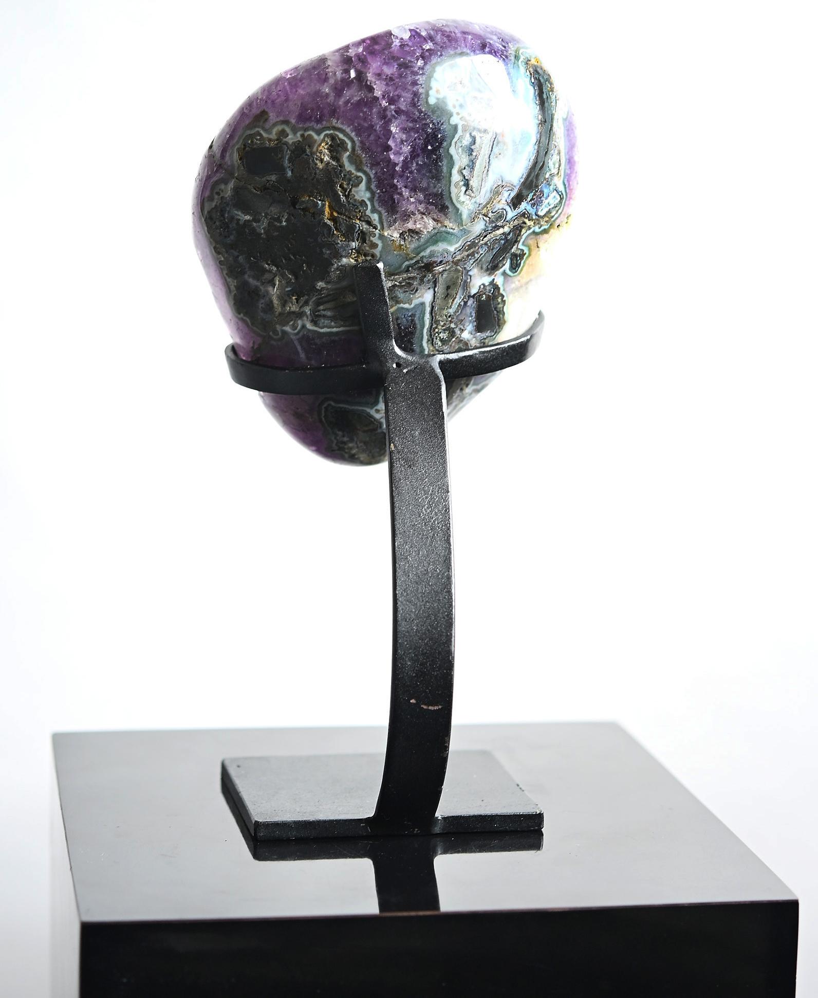 Amethyst with Calcite Geode Natural Specimen, 8.8 LBS on Stand 3