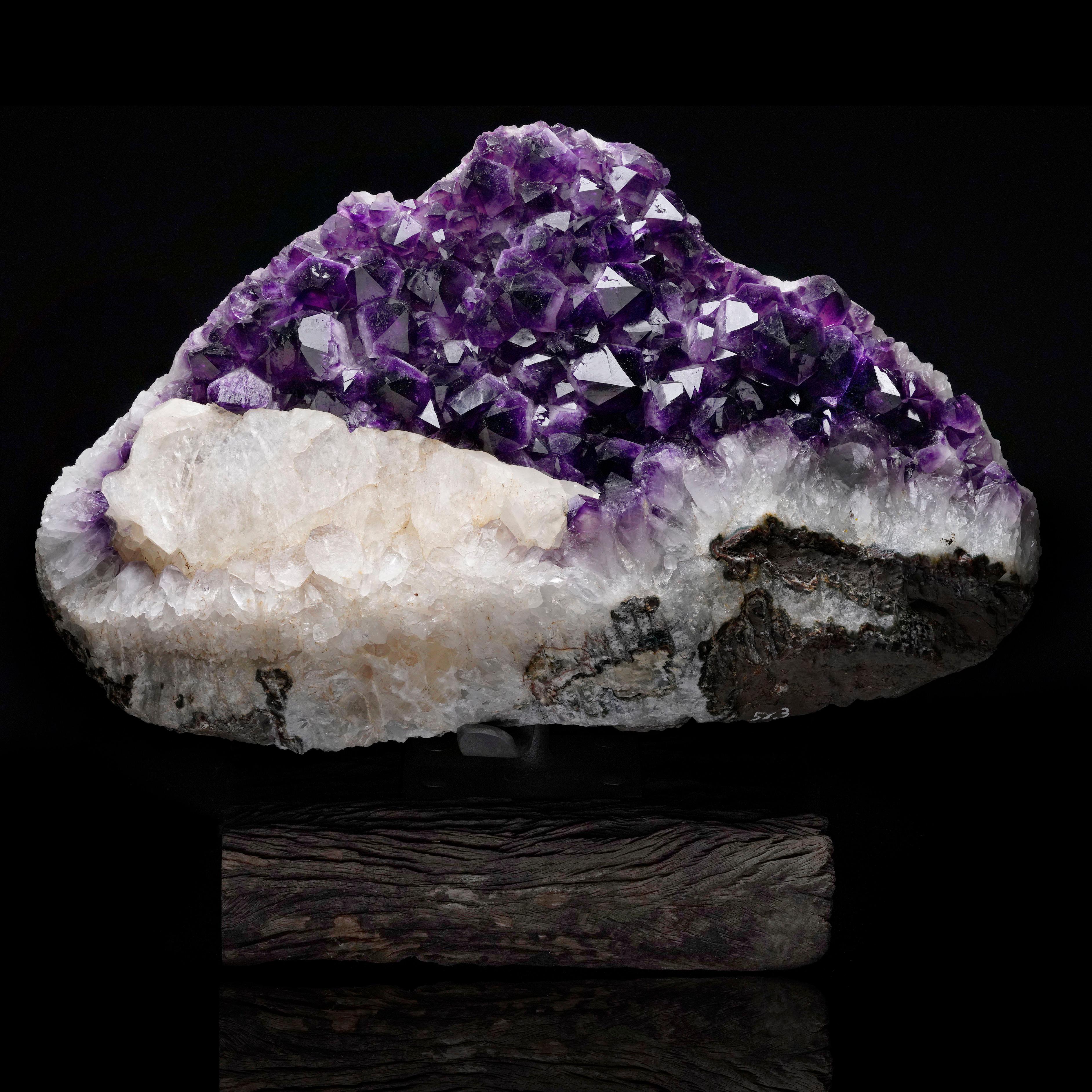 Contemporary Amethyst with Calcite on Stand For Sale