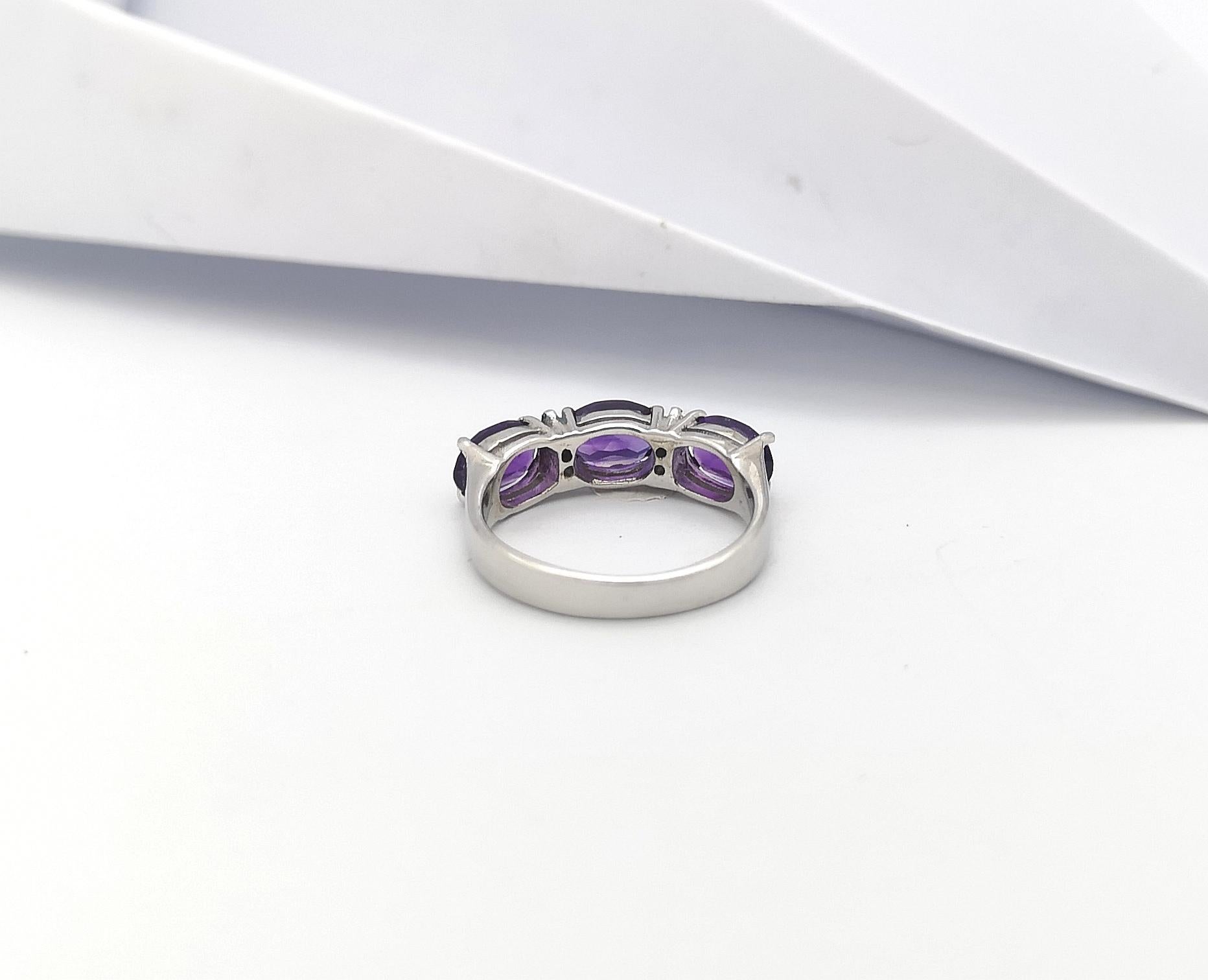 Amethyst with Cubic Zirconia Ring set in Silver Settings For Sale 5