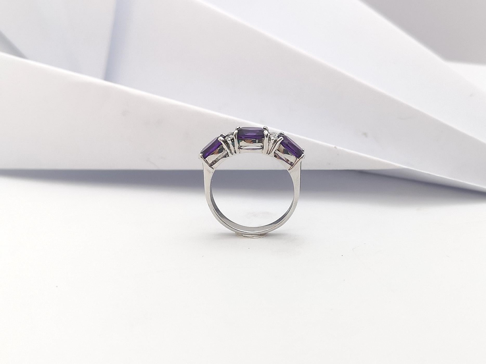 Amethyst with Cubic Zirconia Ring set in Silver Settings For Sale 6