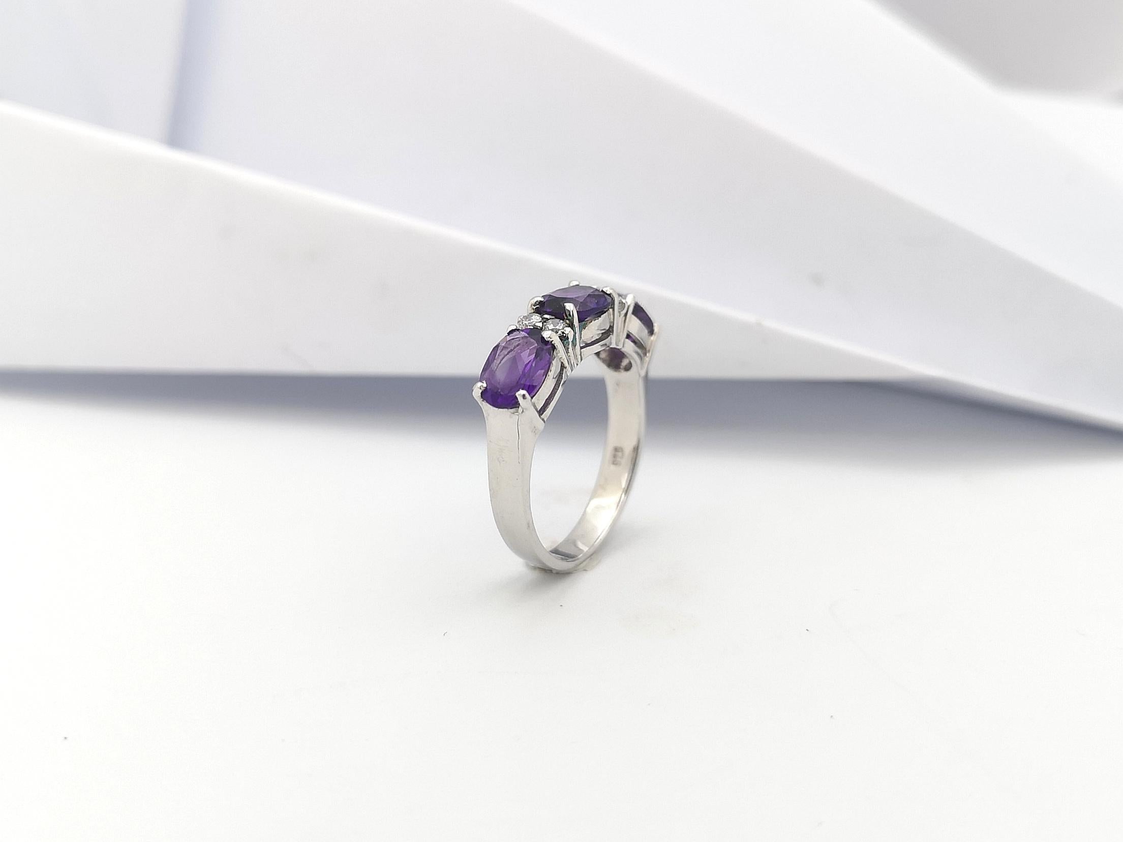Amethyst with Cubic Zirconia Ring set in Silver Settings For Sale 8