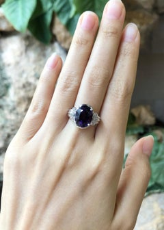 Amethyst with Cubic Zirconia Ring set in Silver Settings
