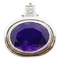 Amethyst with Diamond Pendant Set in 18 Karat White Gold Settings