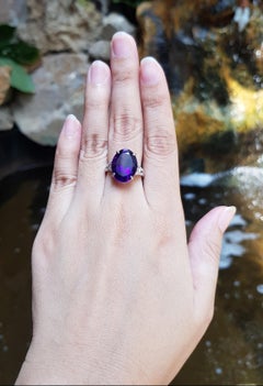 Amethyst with Diamond Ring Set in 18 Karat White Gold Settings