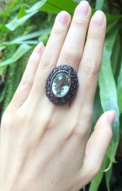Amethyst with Green Amethyst Ring set in Silver Settings