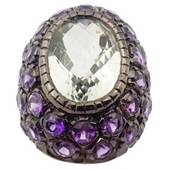 Used Amethyst with Green Amethyst Ring set in Silver Settings