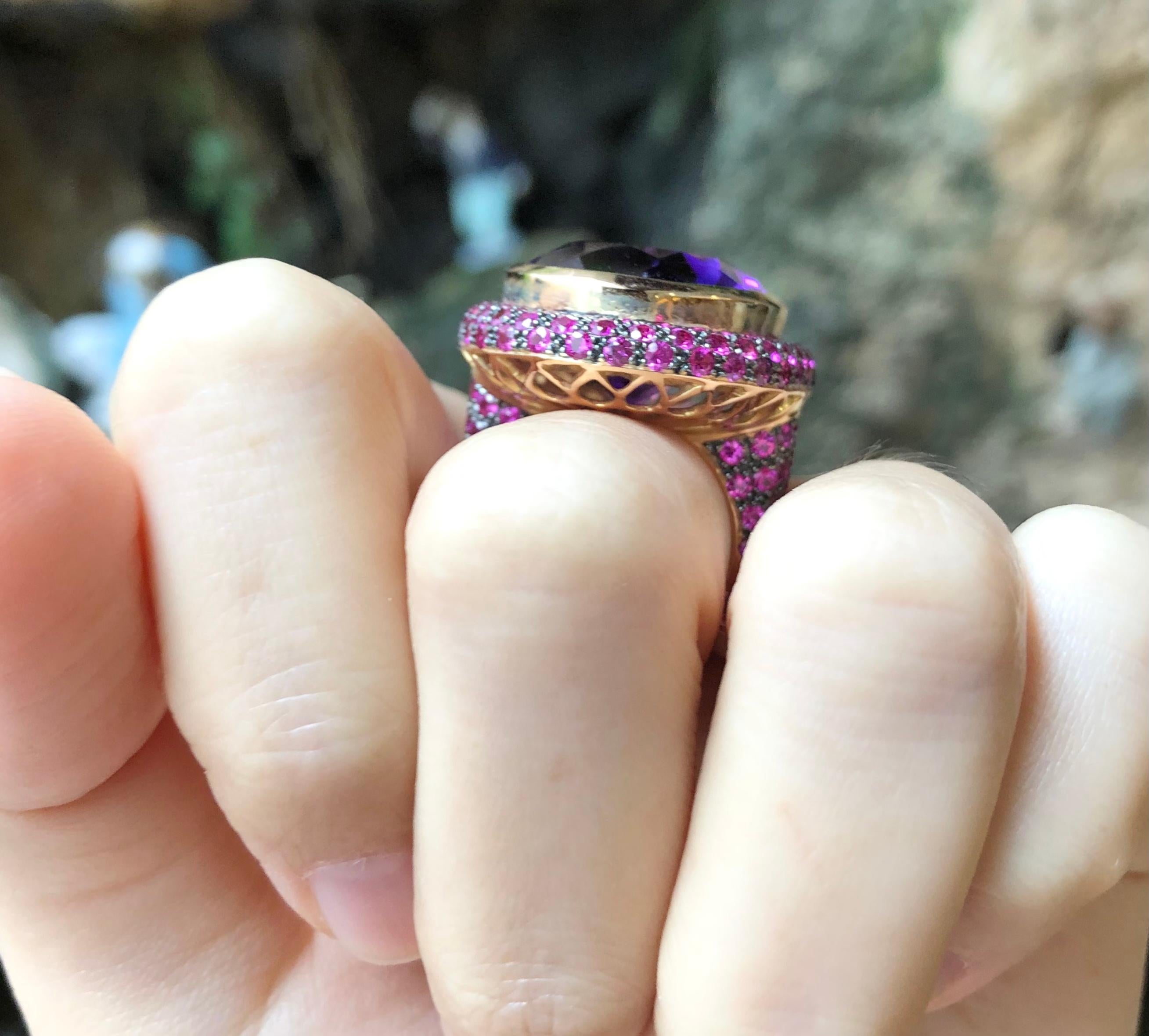 amethyst and pink sapphire ring