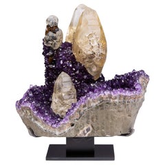 Amethyst with rare double calcite phantoms 