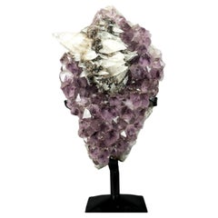 Amethyst with Rare Intact Calcite Cluster on Stand
