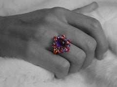 Amethyst with Tanzanite and Tourmaline Cocktail Ring by Alexander Leyser
