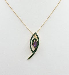 Amethyst with Tsavorite Pendant set in 18 Karat Gold Settings