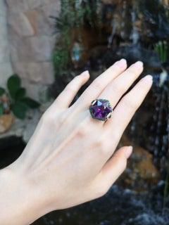 Amethyst with Tsavorite Ring Set in 18 Karat Rose Gold Settings