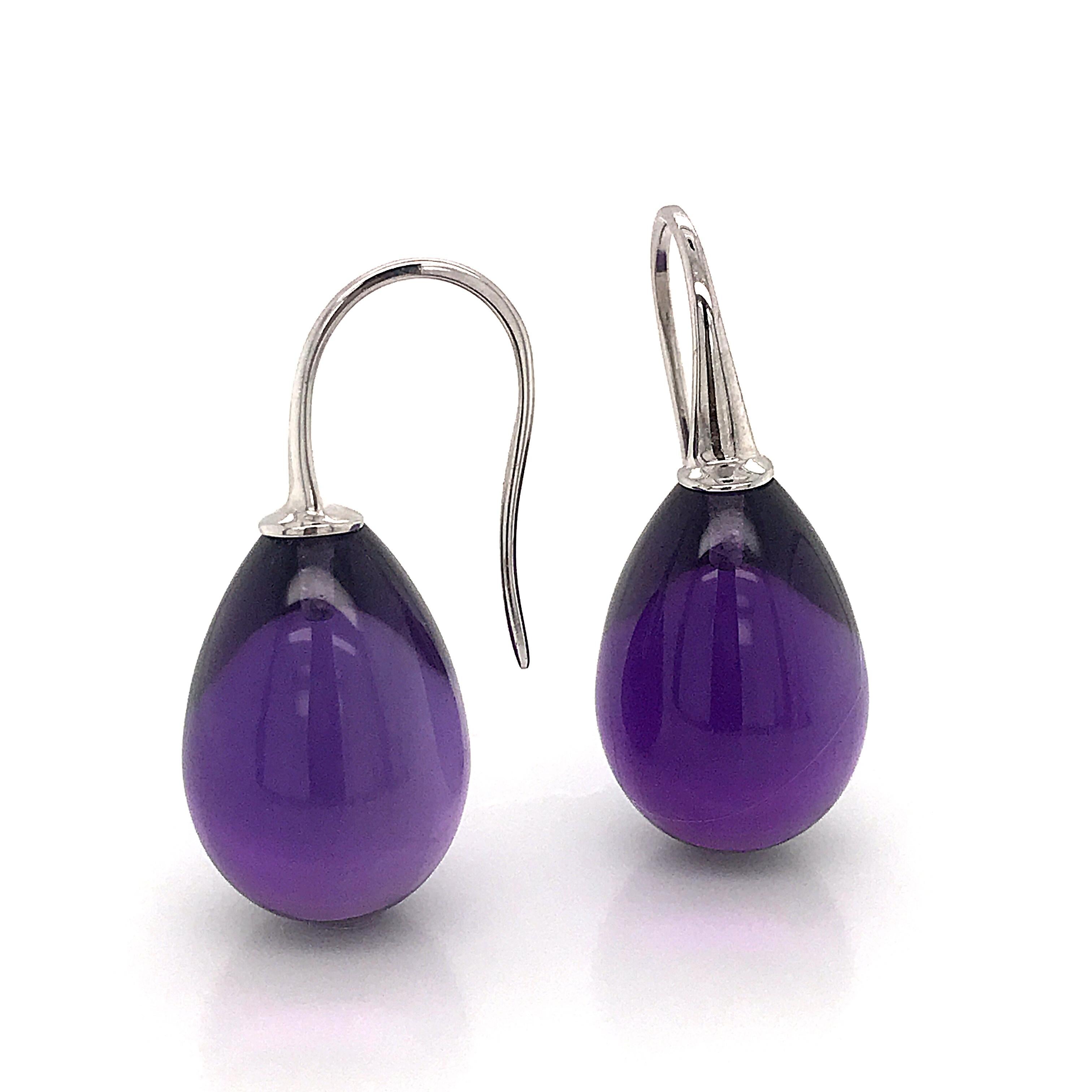 Hydro Amethyst With White Gold Drop Earrings 
Hydro Amethyst 
White Gold 18 k Weight / 2 Grams 
