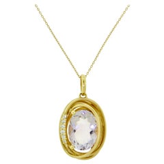 Halskette mit Anhänger aus Gelbgold mit Amethyst in Gelbgold eingefasst