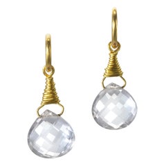 Amethyst Yellow Gold 22 Karat Gold 18 Karat Gold Hoop and Drop Earrings
