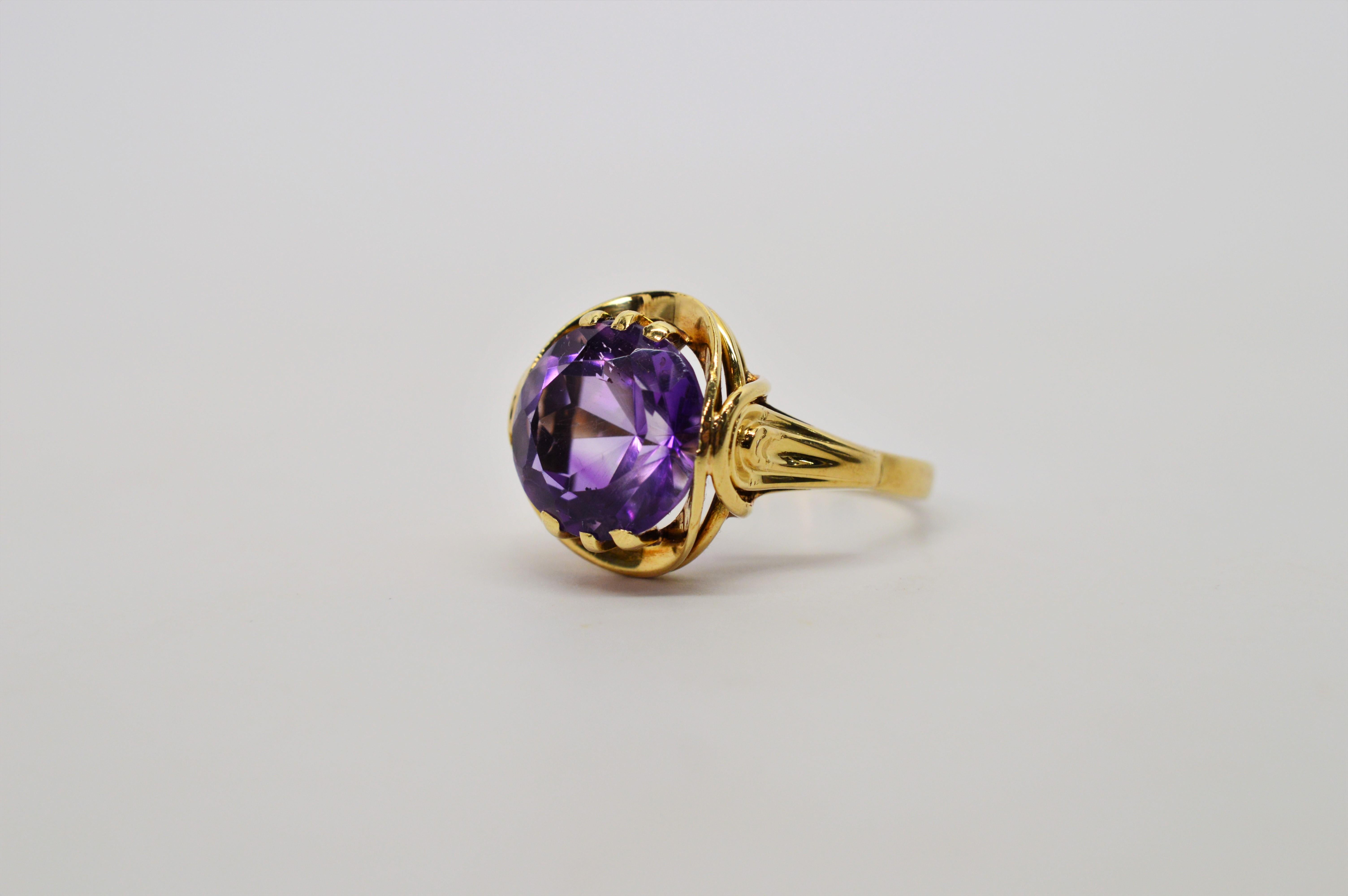 Amethyst Yellow Gold Cocktail Ring 7