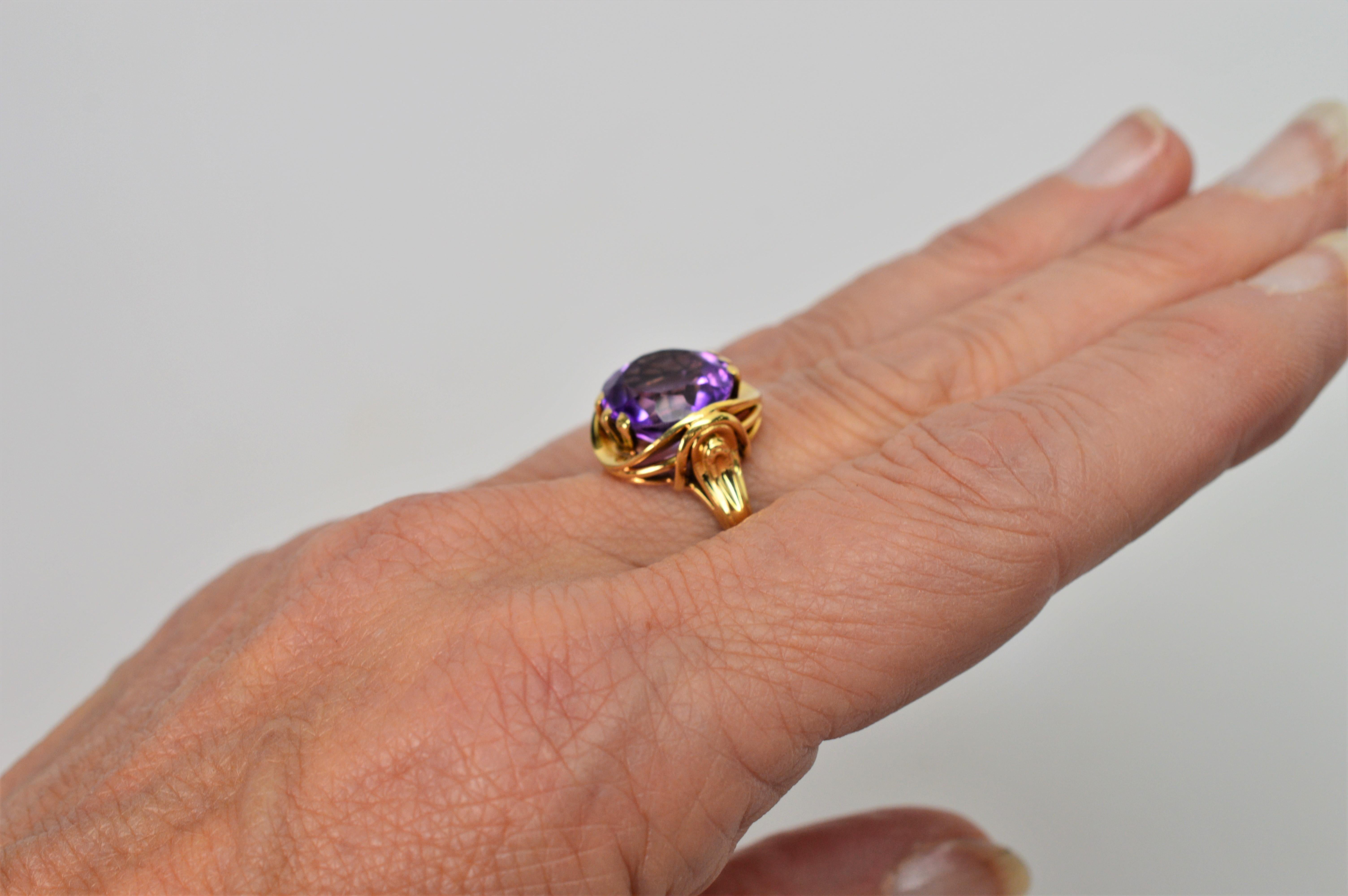 Amethyst Yellow Gold Cocktail Ring 4