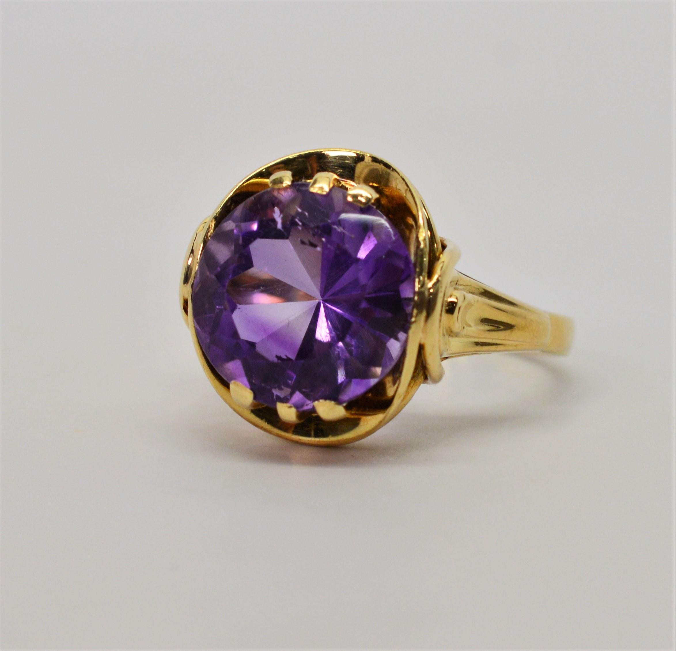 Amethyst Yellow Gold Cocktail Ring 5