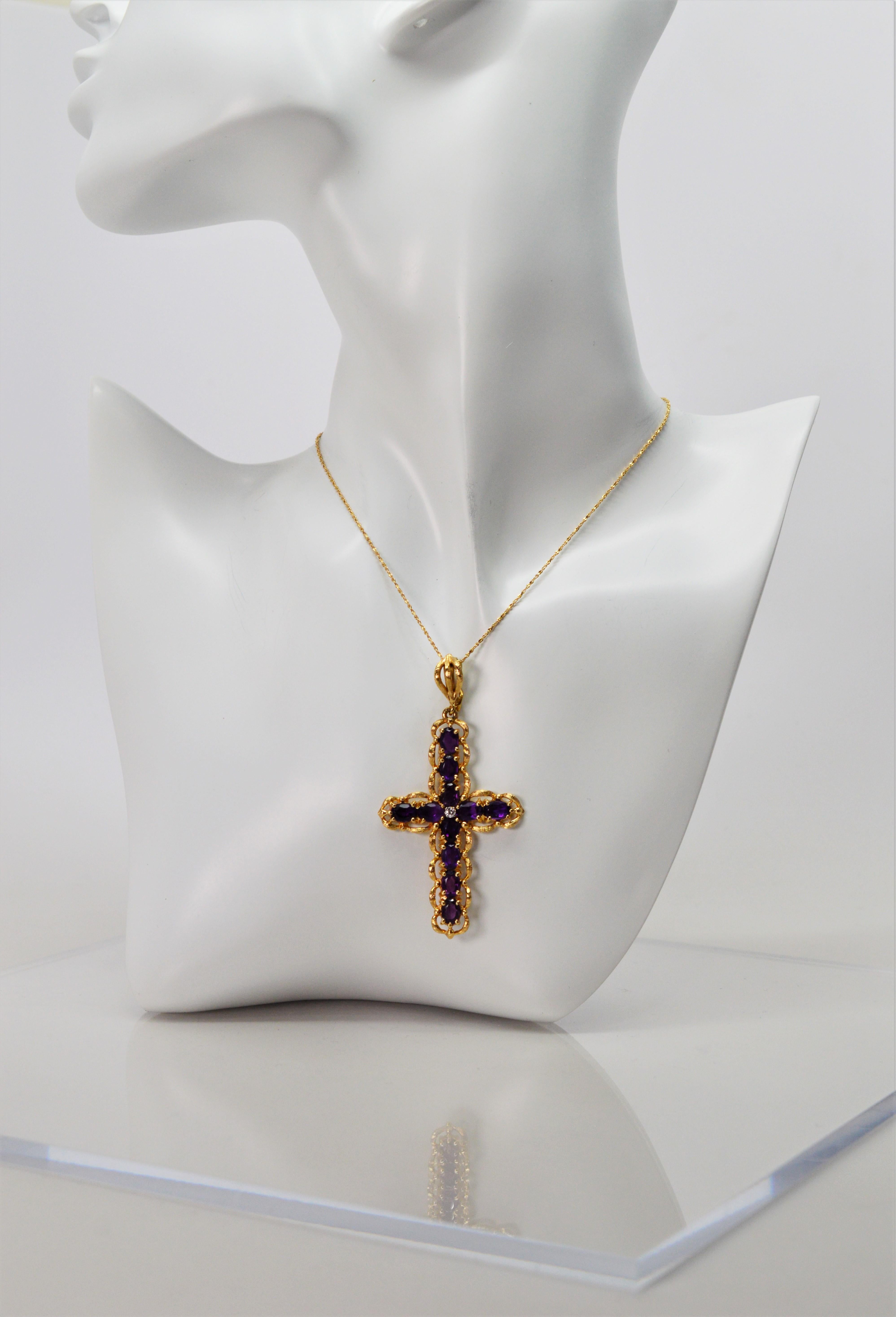 gold amethyst cross pendant