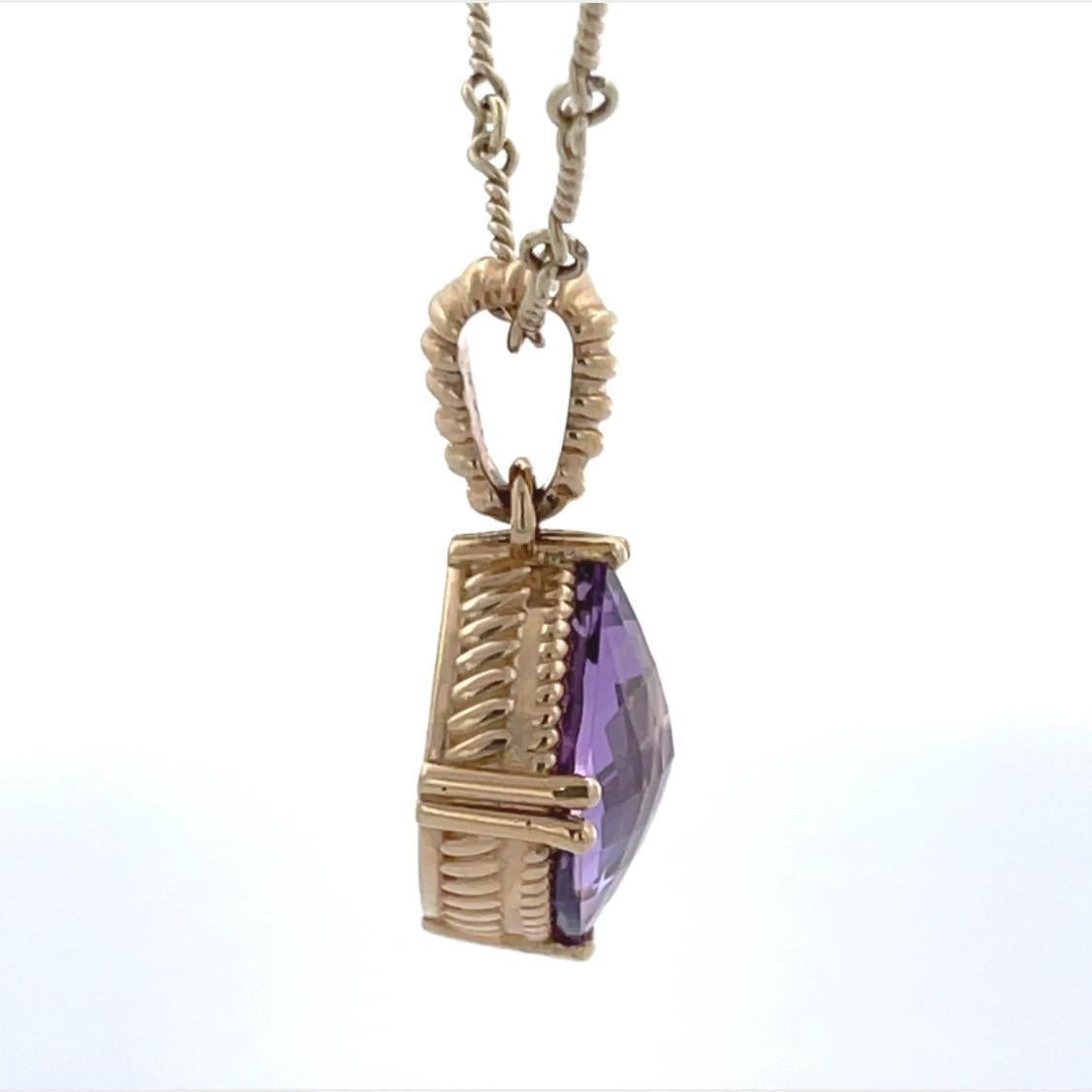 Amethyst Yellow Gold Necklace In New Condition For Sale In Los Angeles, CA