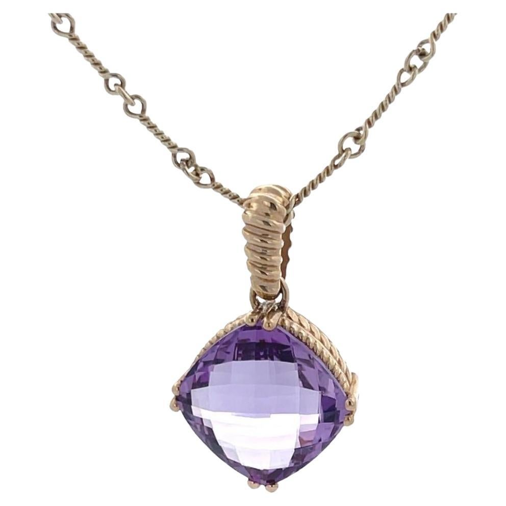 Amethyst Yellow Gold Necklace For Sale