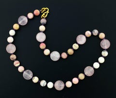 AJD Super Elegant 20.25" Amethyst, Pink Opal & Rose Quartz Necklace