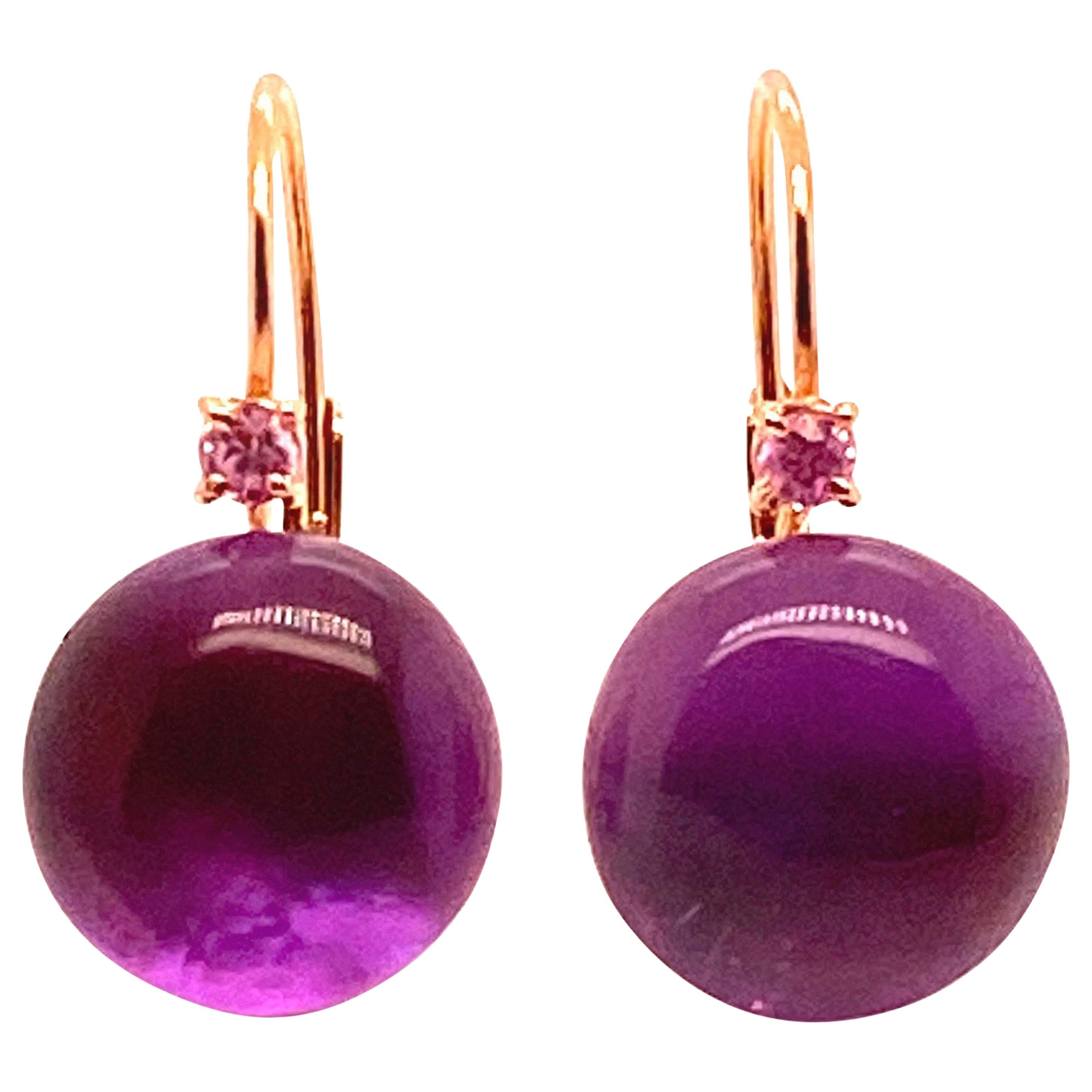 Amethyst Pink Sapphires Pink Gold 18 Karat Earrings