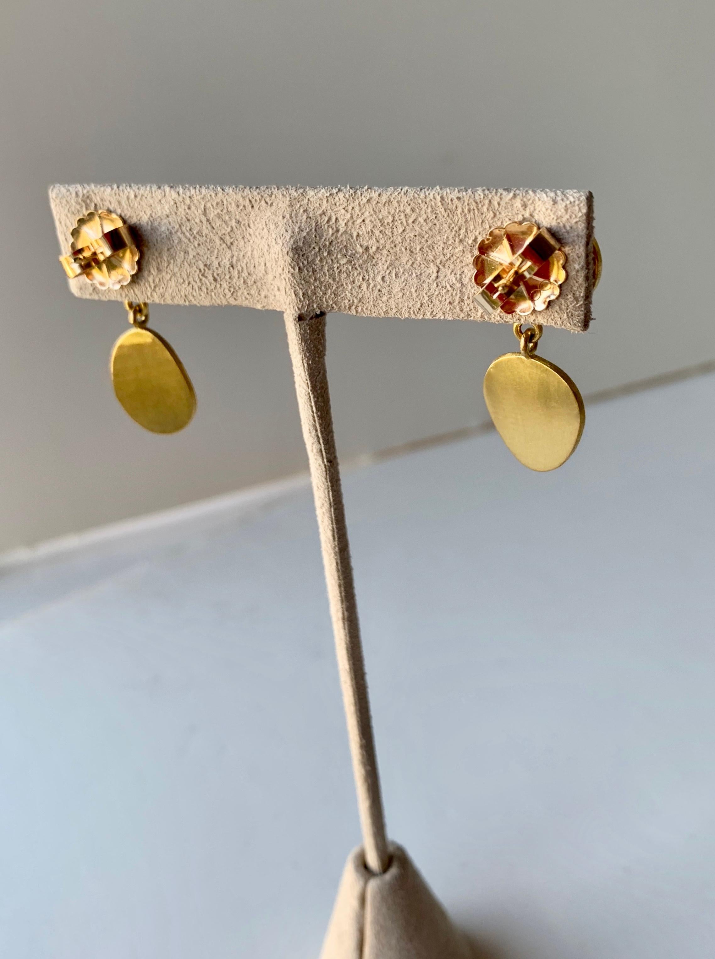 Rose Cut Amethyst Yellow Gold 22 Karat Gold 18 Karat Gold Dangle Earrings