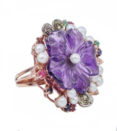 Amethyst, Pearls, Rubies, Sapphires, Emeralds, Diamonds, Gold and Silver Ring