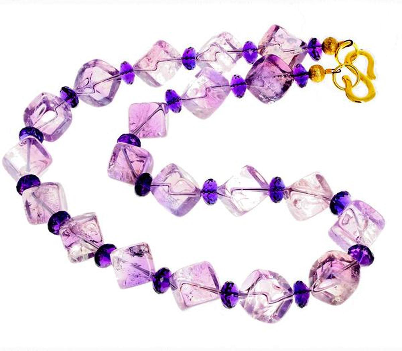 Rose Cut AJD Fascinating Chic Intense Amethysts & Rose of France Amethyst Necklace For Sale