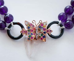Amethysts, Diamonds, Onyx, Rubies, Emeralds, Sapphires, Gold and Silver Necklace