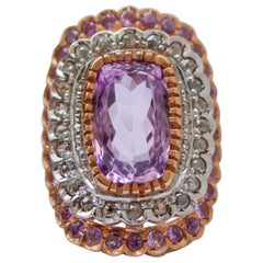 Amethysts, Diamonds, Rose Gold and Silver Ring. Amethysts, Diamonds, Rose Gold and Silver Ring.