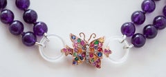 Amethysts, Diamonds, Rubies, Emeralds, Sapphires, Gold and Silver Necklace