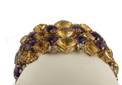 Amethysts, Diamonds, Topazes White and Rose Gold Bracelet