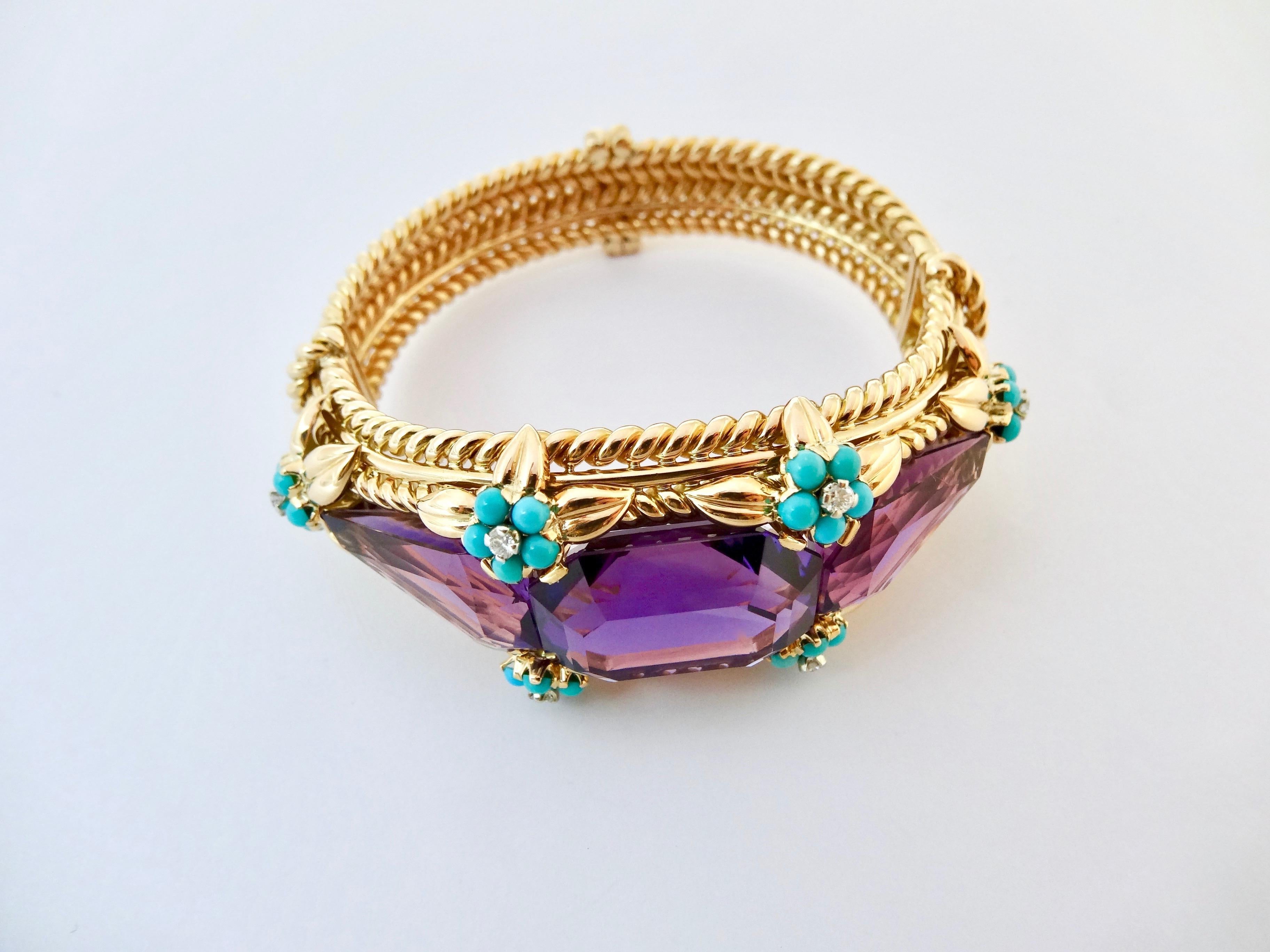 Amethysts, Diamonds and Turquoises Bracelet 3