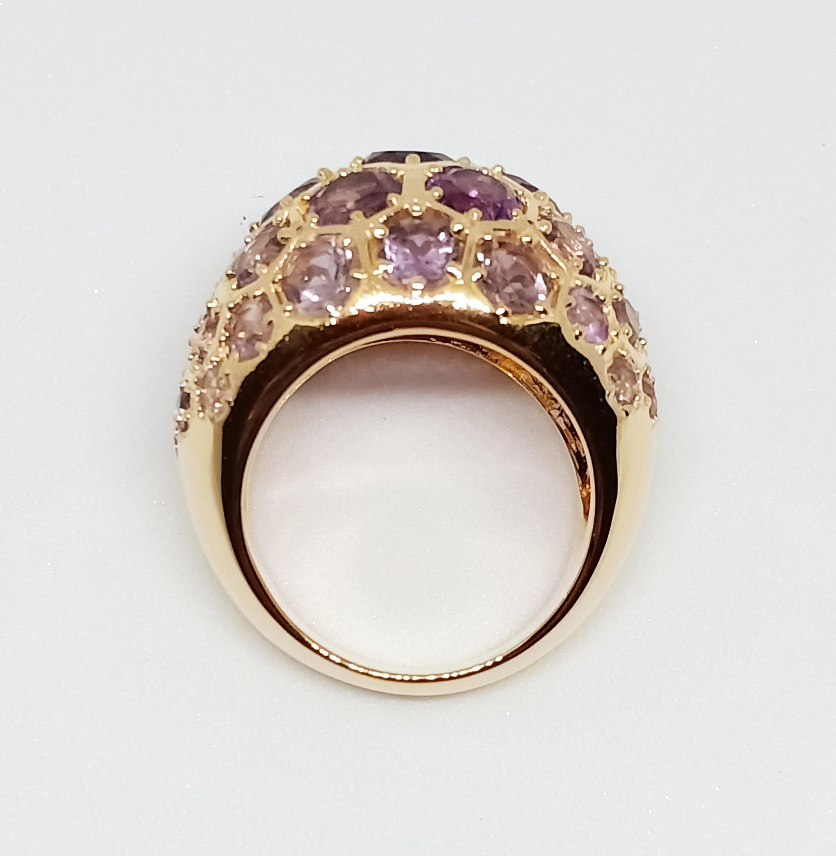 Amethysten Dome Ring (9,1cts) über Sterling Silber in 18k vergoldet (Rundschliff)