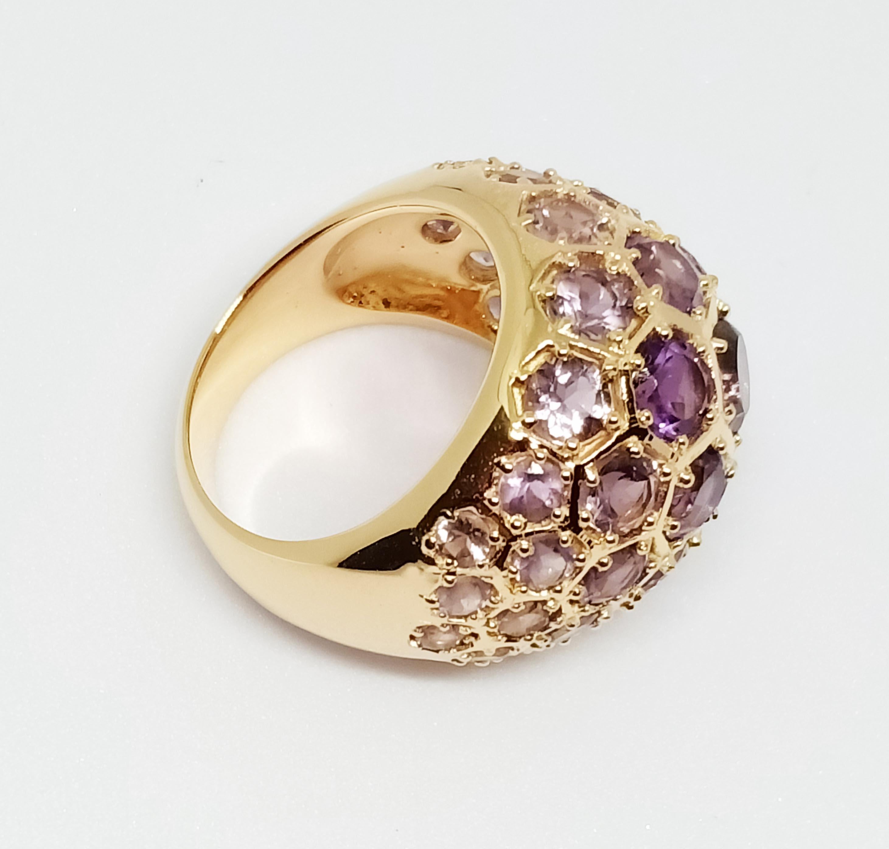 Amethysten Dome Ring (9,1cts) über Sterling Silber in 18k vergoldet Damen