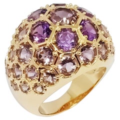 Amethysten Dome Ring (9,1cts) über Sterling Silber in 18k vergoldet