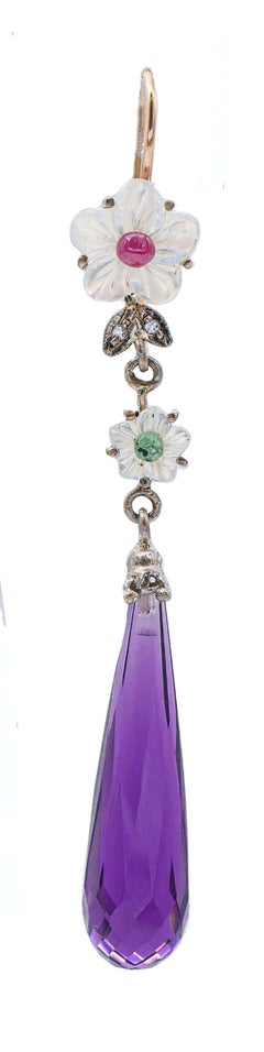 Amethysts, Emeralds, Diamonds, Rubies, White Stones, Gold and Silver Earrings