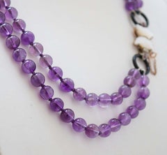 Collier d'améthystes, de pierres blanches, de rubis, d'onyx, d'or rose et d'argent Retrò